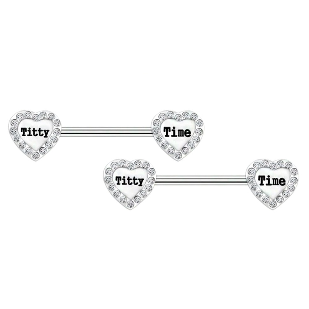 14g Nipple Rings- 316 Surgical Stainless 2Pc Funny Saying Heart Design NWT